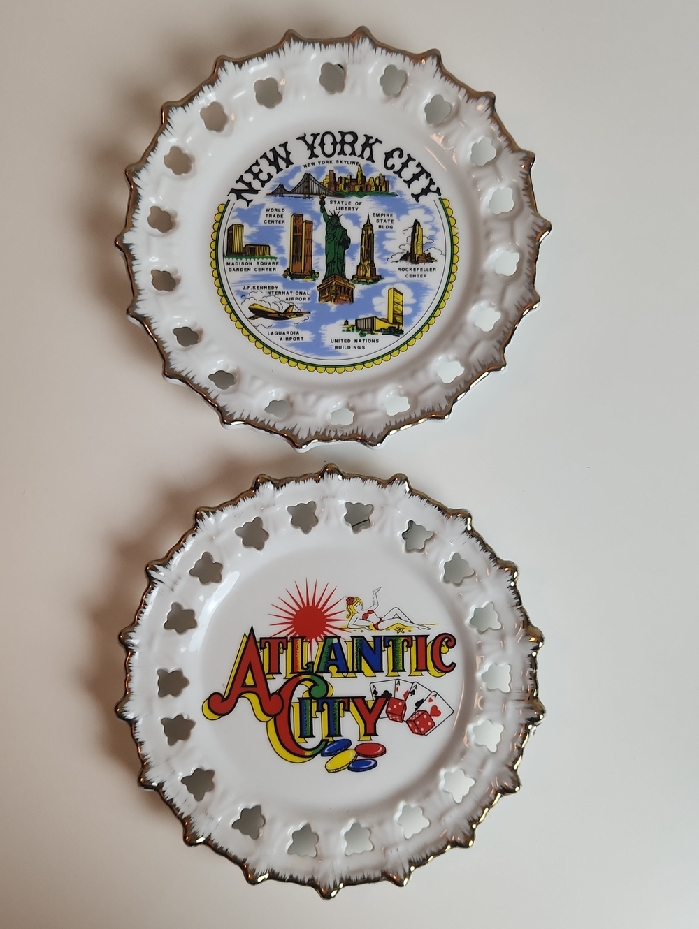 Vintage New York City Atlantic City Souvenir Plates